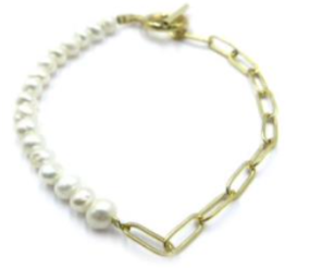 Bracelet Pearl + Clip Chain (BR39) 18K GP