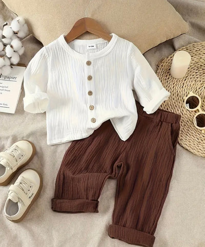 Baby Boys Long Sleeve and Pants Set Cotton Bubble