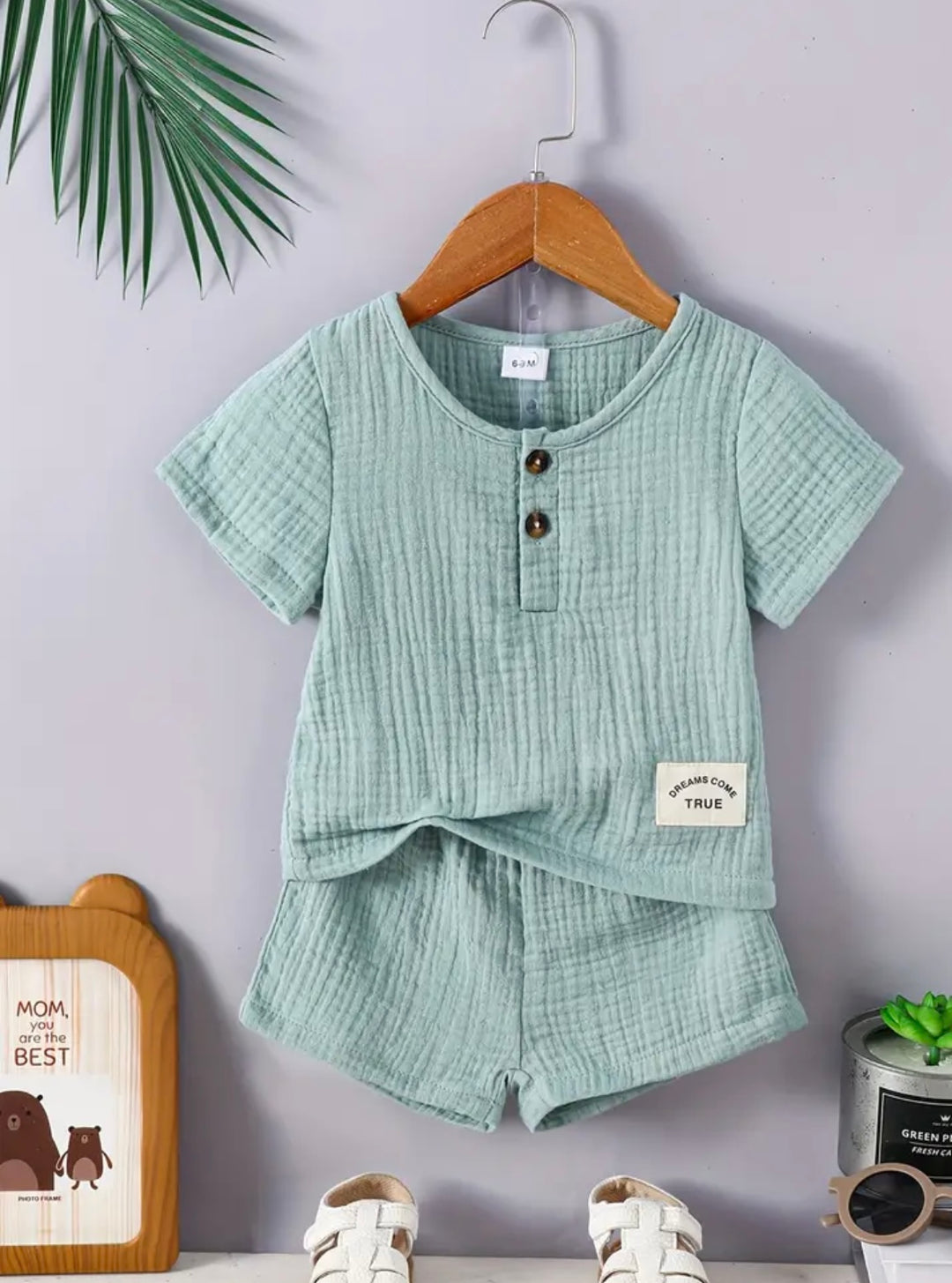 Baby Shirt Shorts Set Cotton Gauze Assorted Colors Sizes