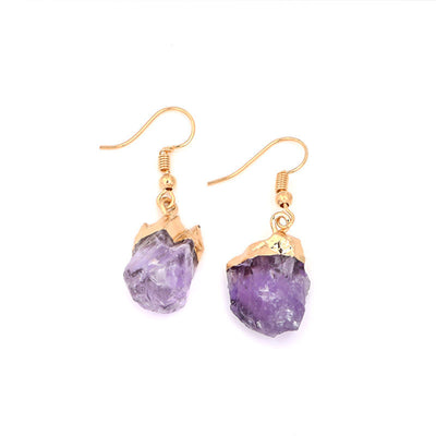 Earrings Droplets Natural Stone Copper  (ER4) - Assorted gem stones