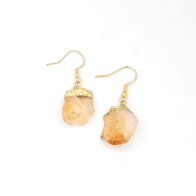 Earrings Droplets Natural Stone Copper  (ER4) - Assorted gem stones