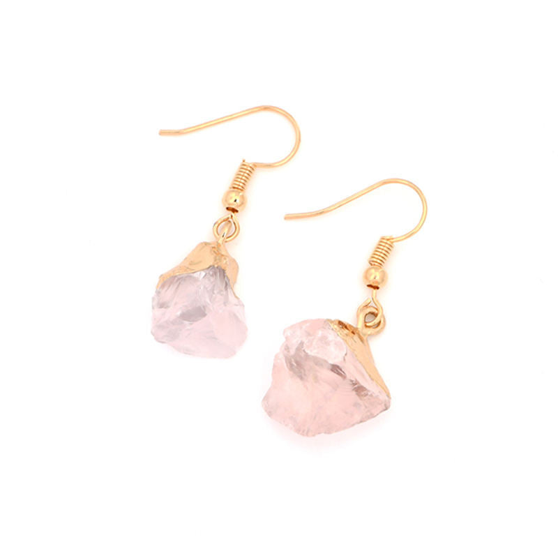 Earrings Droplets Natural Stone Copper  (ER4) - Assorted gem stones