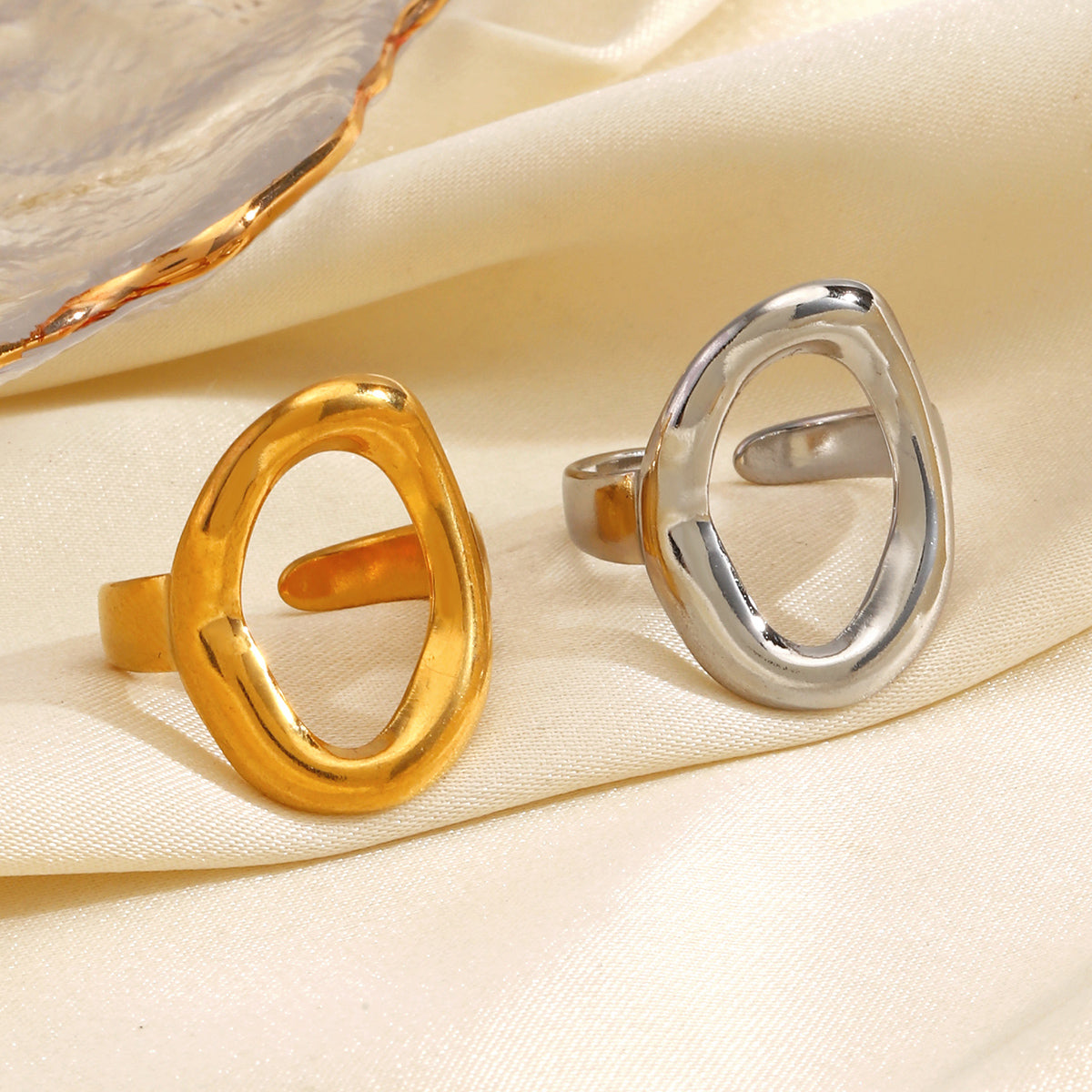 Ring Oval 18K GP & Silver (RG3)- Non Tarnish