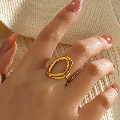 Ring Oval 18K GP & Silver (RG3)- Non Tarnish