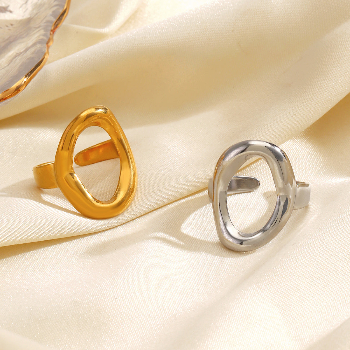 Ring Oval 18K GP & Silver (RG3)- Non Tarnish
