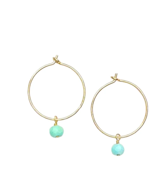 Earrings Itsy Bitsy Mini Hoop 14K GF - Assorted Gemstones