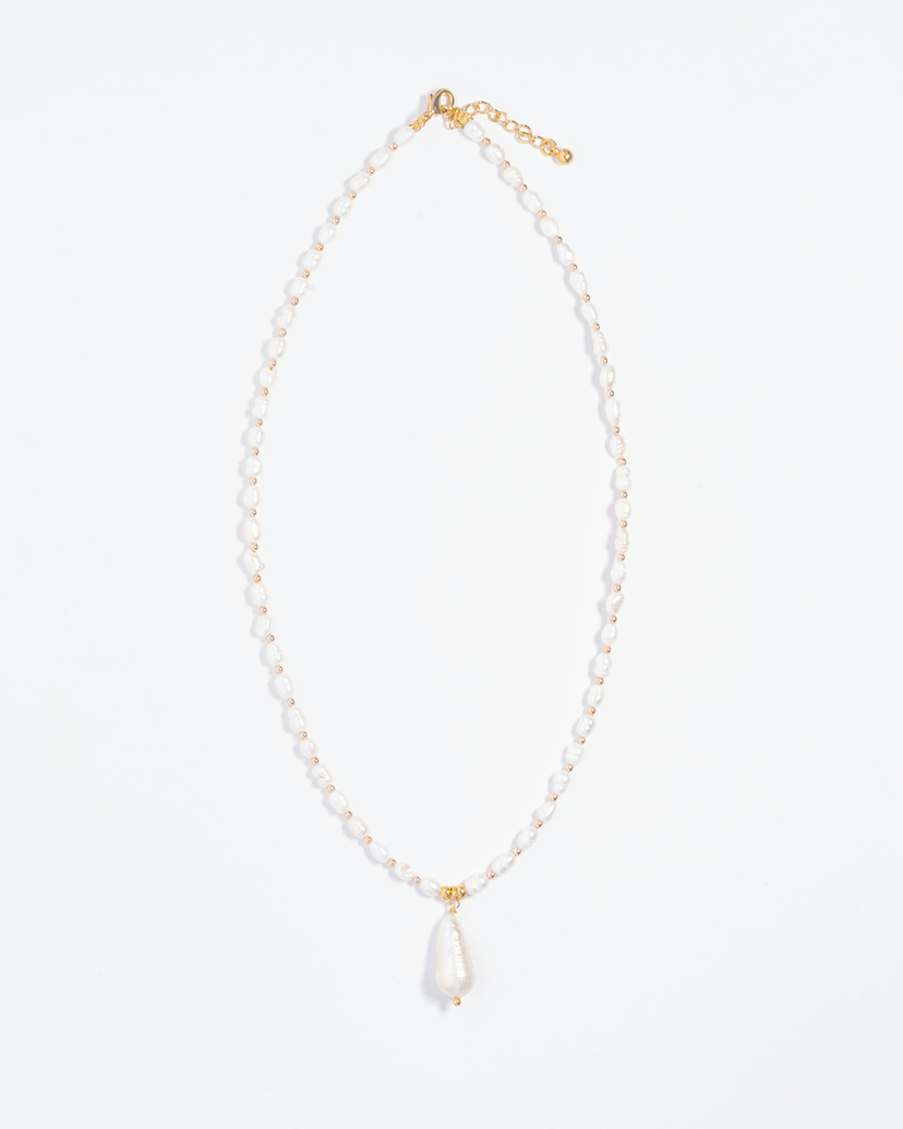 Necklace Baroque Pearl + Mini pearls  18K GP (NK25)