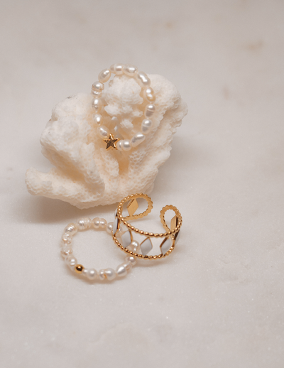 Ring Mini Pearl Elastic (RG1) 18K Gold Plated - Assorted Styles