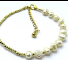Bracelet Pearl + Gold dots (BR40) 18K GP