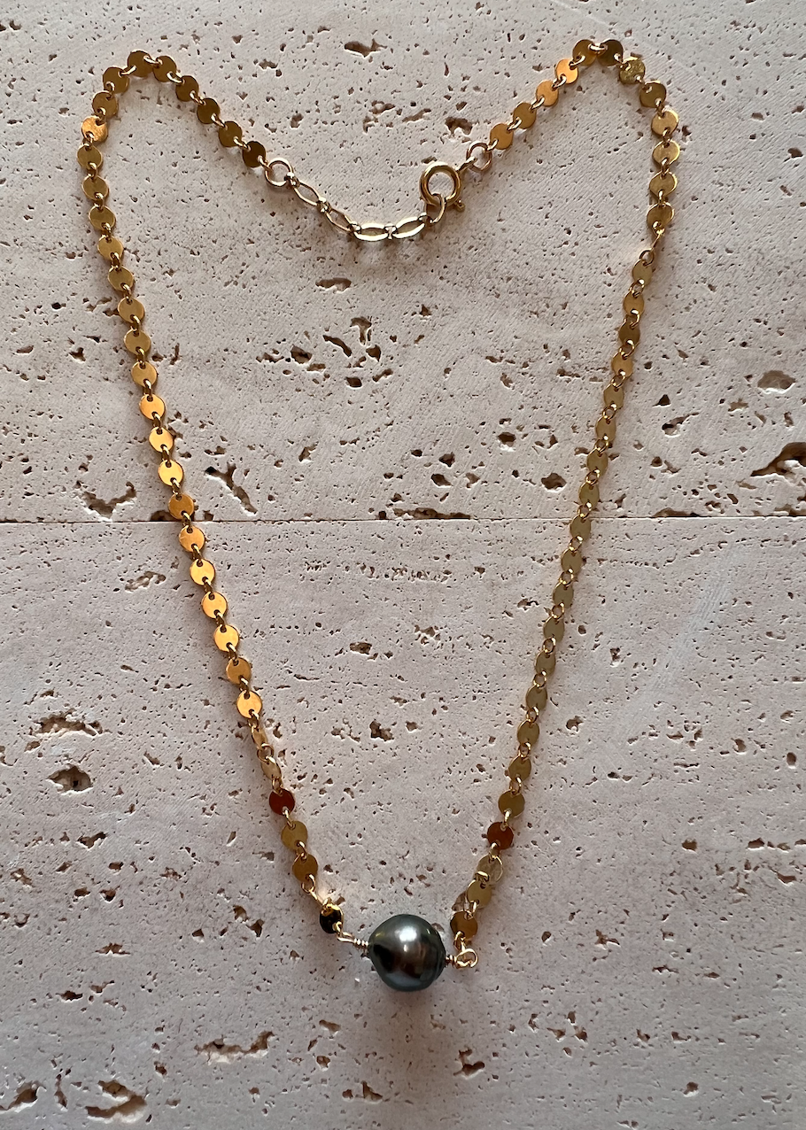 Necklace Cleopatra Tahitian Pear 14K Gold Fill