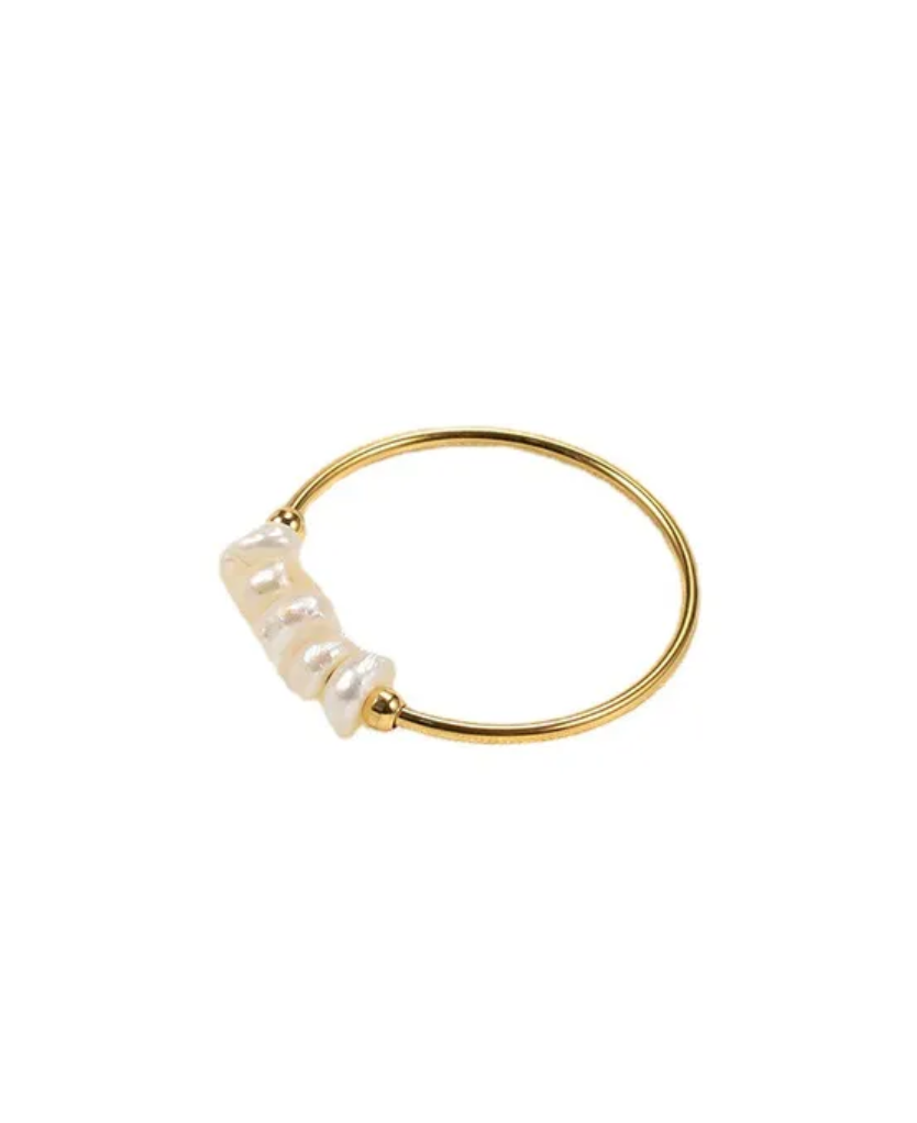 Ring Mini Pearl & Gold Handmade 18K GP (RG14)
