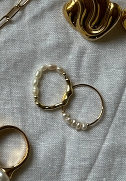 Ring Mini Pearl & Gold Handmade 18K GP (RG14)