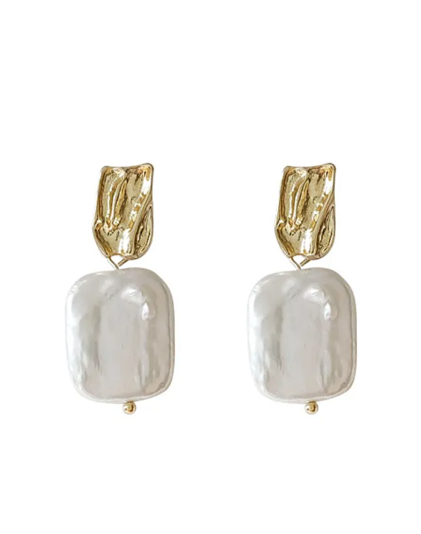 Earrings  Baroque Pearl  Drop 14K GP (ER6)