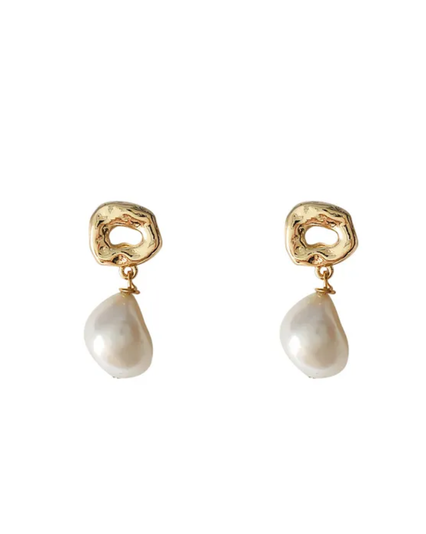 Earrings  Mini Baroque Pearl  Drop 18K GP (ER7)