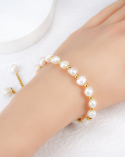 Bracelet French Fresh Water Pearl (BR32) 18K GP - Non Tarnish