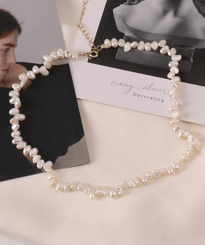 Necklace Fresh Water Pearl Vintage 18K GP(NK30)