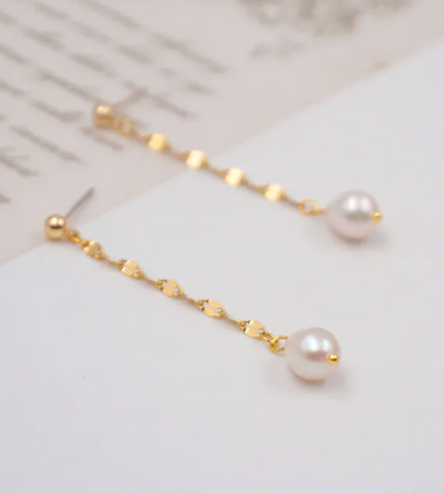 Earrings Drop Pearl  (ER34) 14K GP - NON TARNISH - Assorted Colors