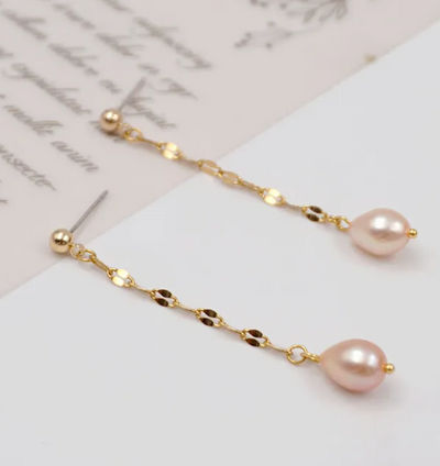 Earrings Drop Pearl  (ER34) 14K GP - NON TARNISH - Assorted Colors