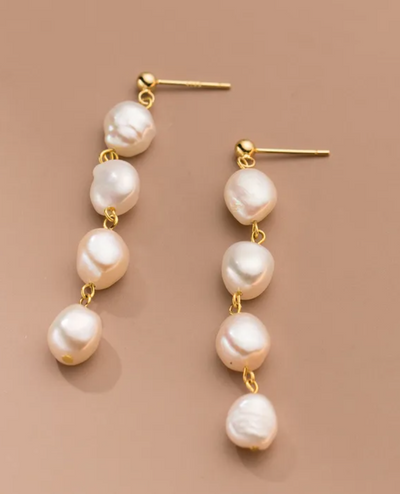 Earrings Baroque Freshwater Pearl Drop (ER8) 18K GP