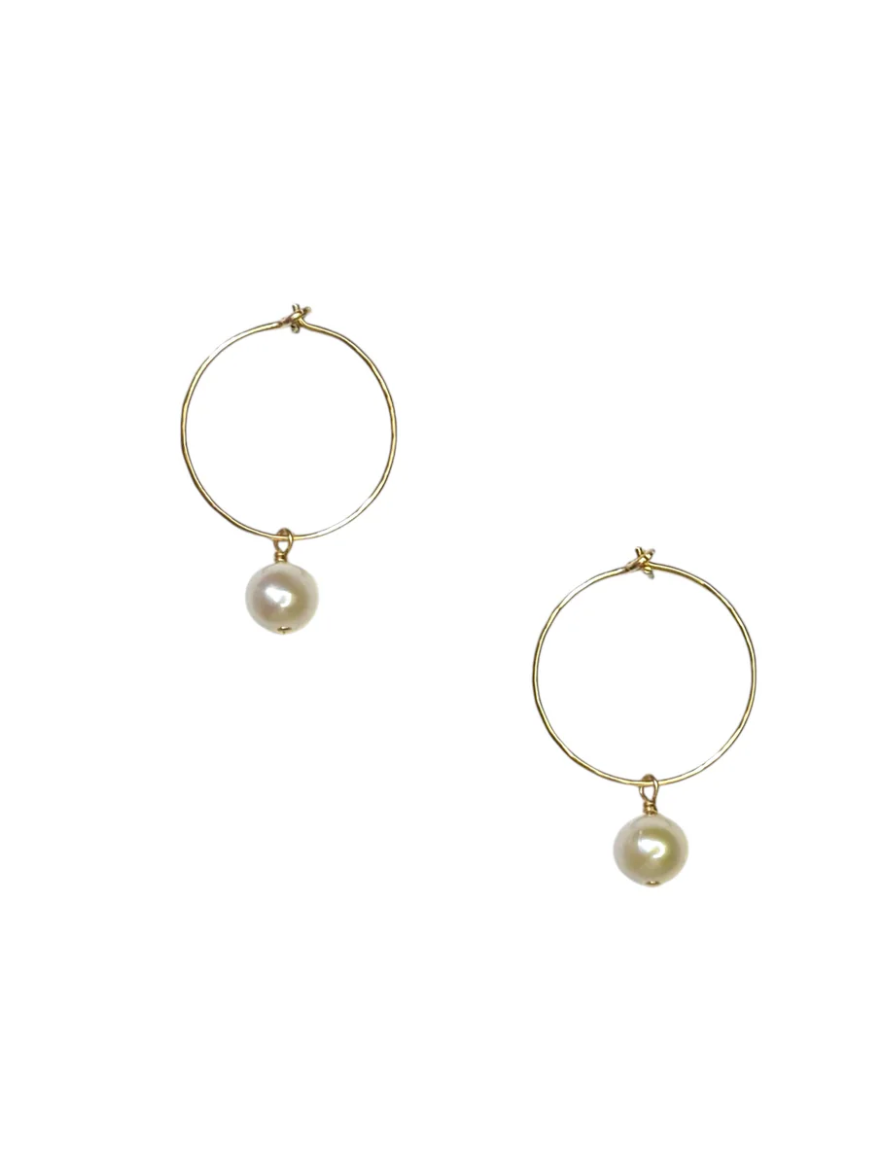 Earrings Perfect Hoops Pearl 14K Gold Fill -NON TARNISH - ASSORTED PEARL