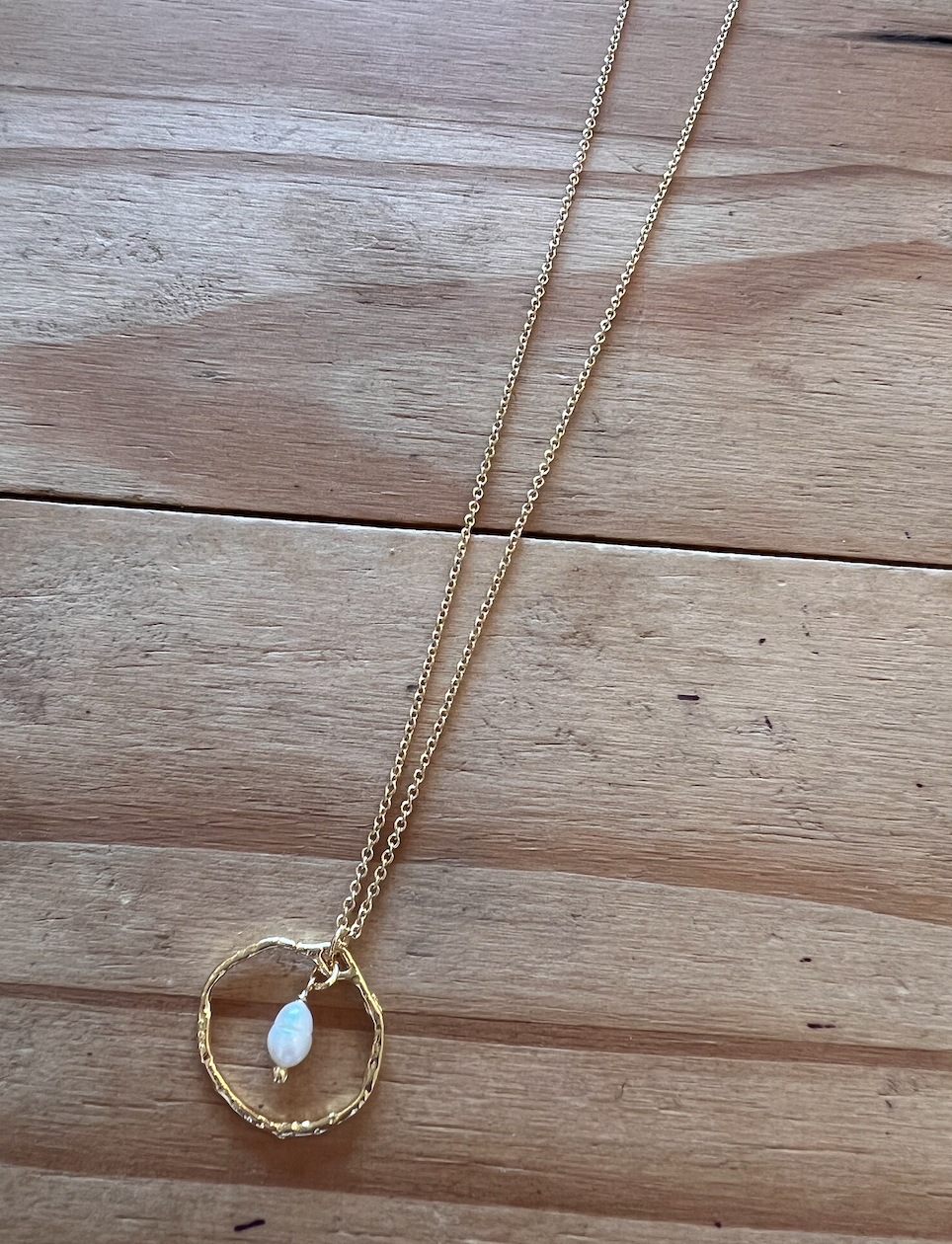 Necklace Circle Mini Pearl Long (NK23) 18K GP